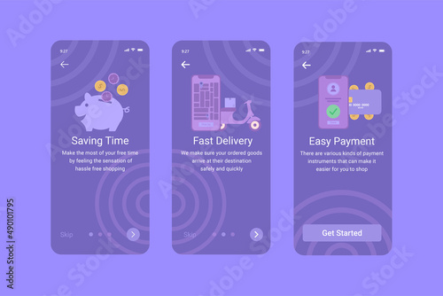 E-Commerce Onboarding Screens Free Vector