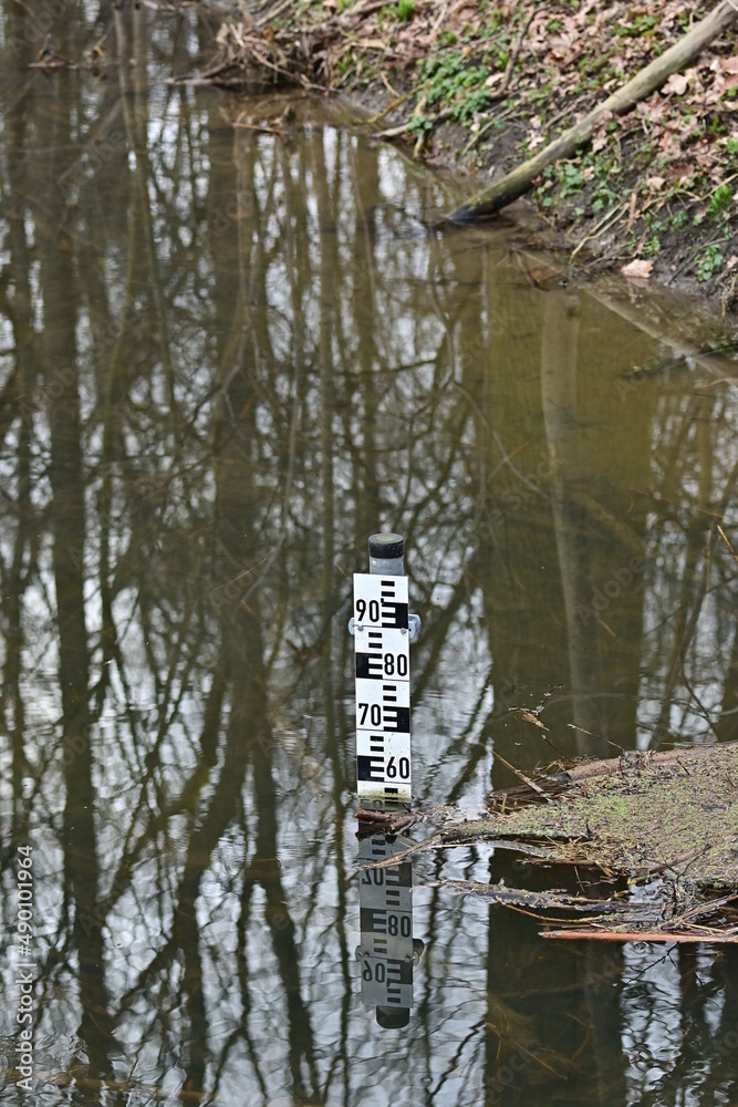 Water level indicator, tide gauge for measuring the height of the flood ...