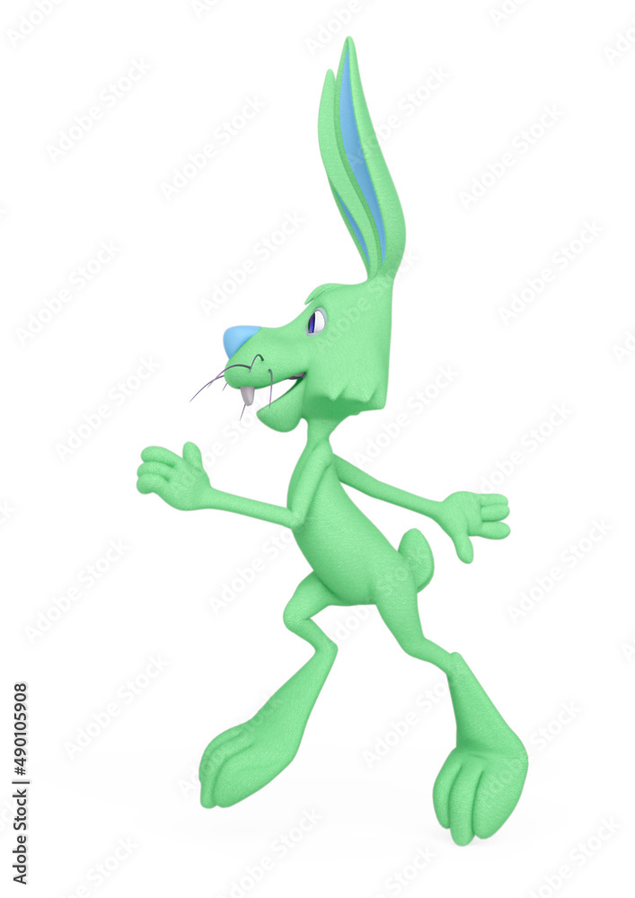 rabbit cartoon is doing a happy walk rabbit cartoon is doing a happy walk