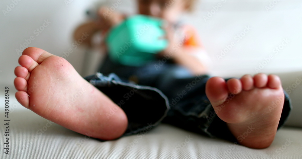 Baby toddler toes and feet close-up