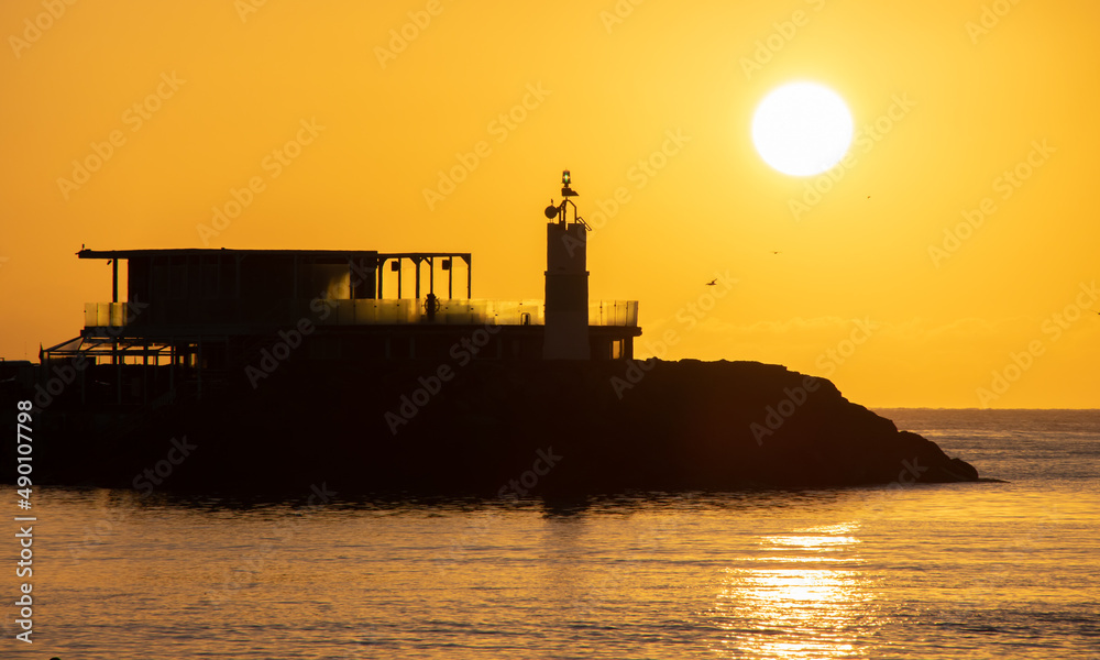 lighthouse at sunset fuerteventura, canary islands