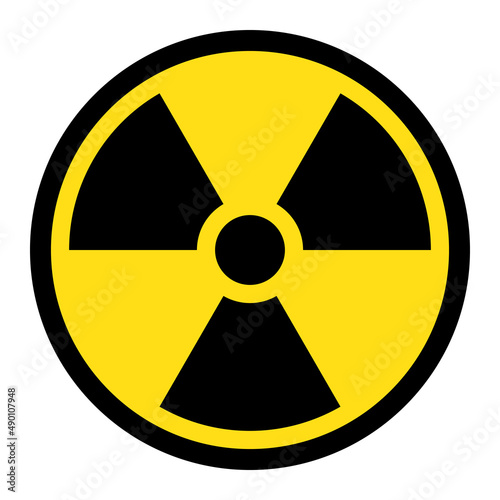 Photo Radiation hazard sign. Symbol of radioactive threat alert