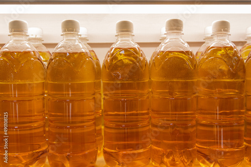 A counter with draught alcohol in the store. A batch of draught beer.