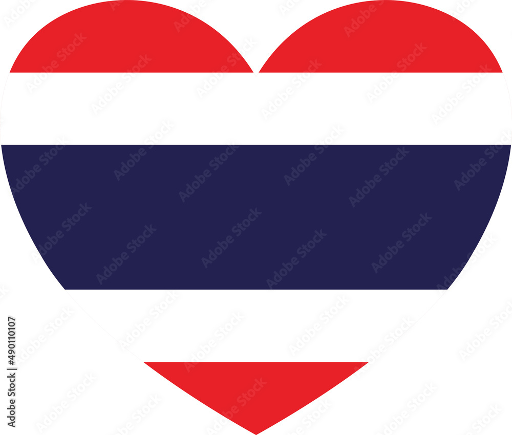 Thailand flag in heart shape isolated on png or transparent background ...