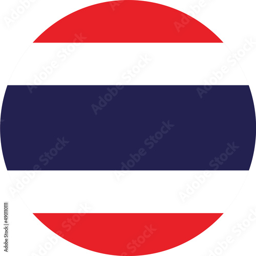 Thailand flag in circle shape isolated  on png or transparent  background,Symbol of Thailand, template for banner,card,advertising, magazine, and business matching country poster, vector illustration