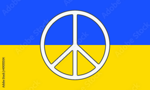 Illustation of the Ukrainian flag in the national colors and the peace signs