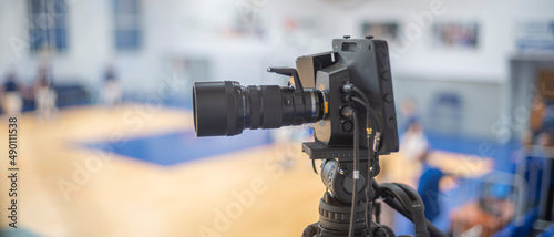 tv camera for broadcasting basketball