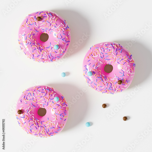 Donuts 3d render graphic design