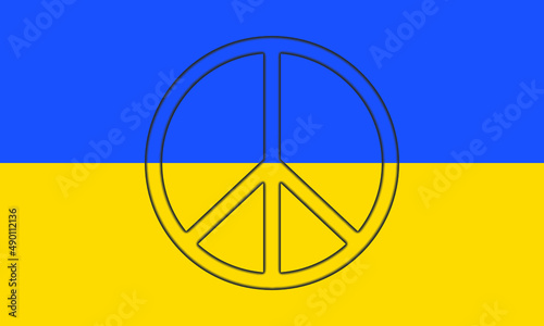 Illustation of the Ukrainian flag in the national colors and the peace signs