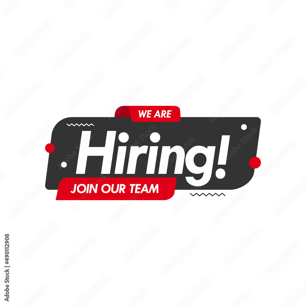 Obraz premium Hiring recruitment open vacancy label design vector