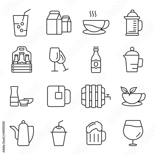 Drink icons set . Drink pack symbol vector elements for infographic web