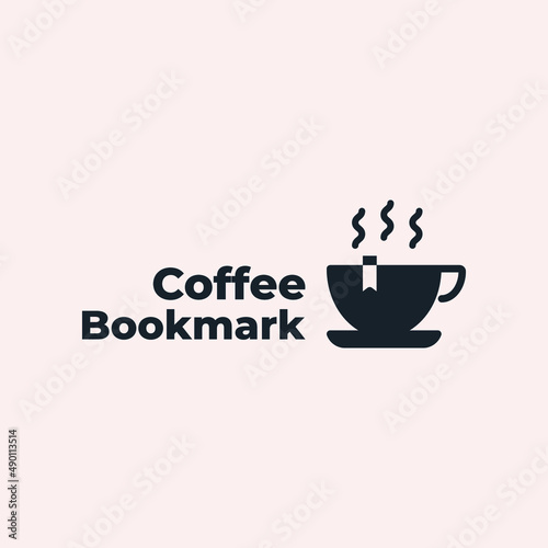 Bookmark coffee logo design template icon illustration vintage drawing