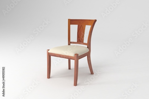 Perspective view  Modern Chair  minimal concept  Studio shot of stylish chair isolated on white background 3d rendering