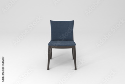 Front view  Modern Chair  minimal concept  Studio shot of stylish chair isolated on white background 3d rendering