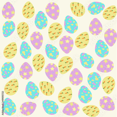 cute yellow blue pink egg pattern. happy easter day