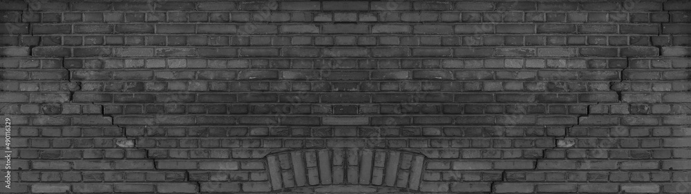 Black anthracite gray grey damaged rustic brick wall brickwork stonework masonry texture background banner panorama pattern template architecture, with cracks Black anthracite gray grey damaged rustic brick wall brickwork stonework masonry texture background banner panorama pattern template architecture, with cracks