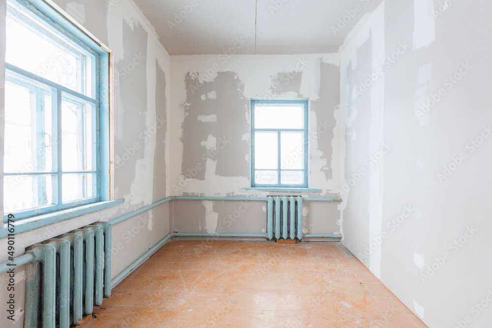 interior of the apartment without decoration in gray colors