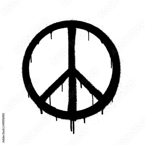 Peace symbol vector icon. Spray art illustration with smudges of spray paint.