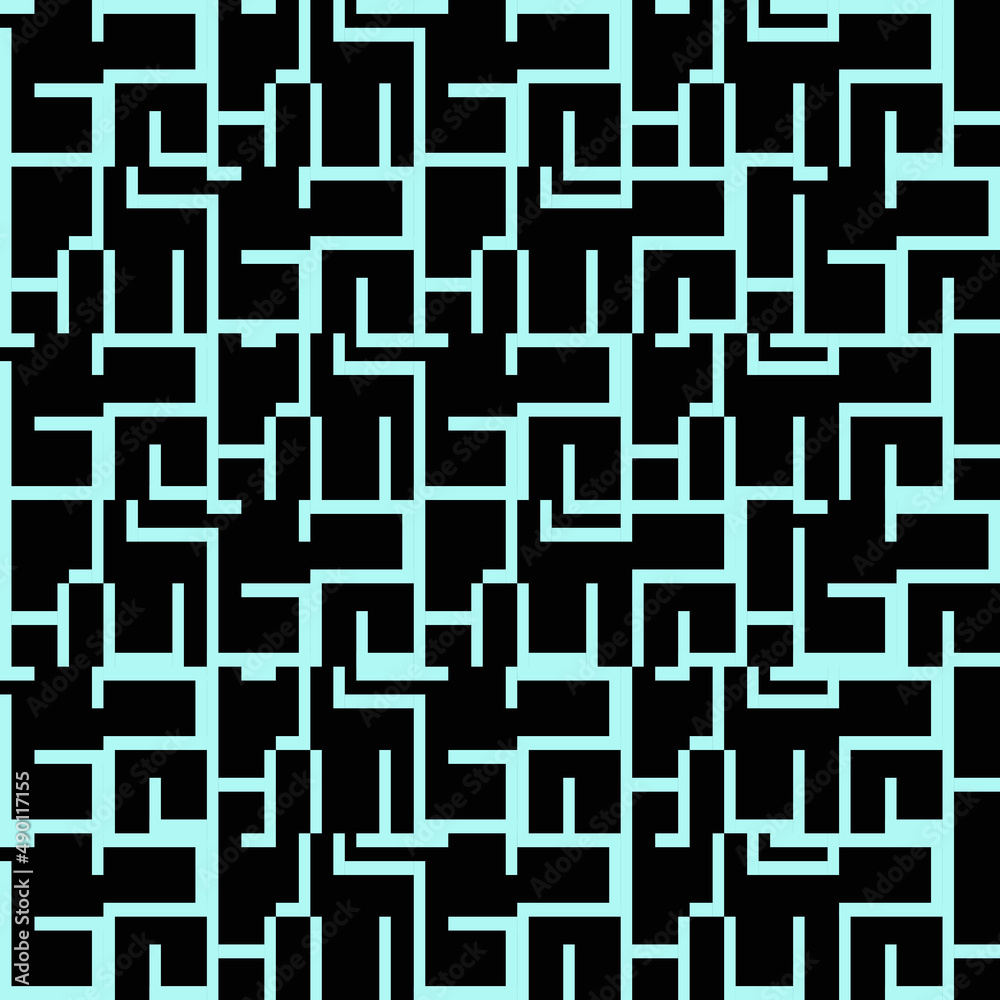 Seamless Pattern: Random  blue maze line textile vector background