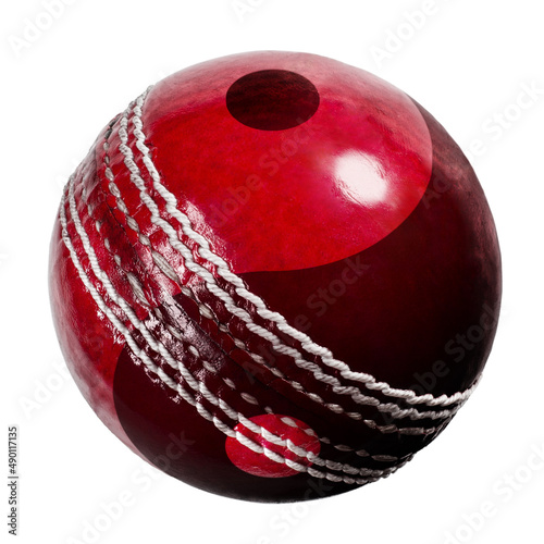 single cricket ball on white background