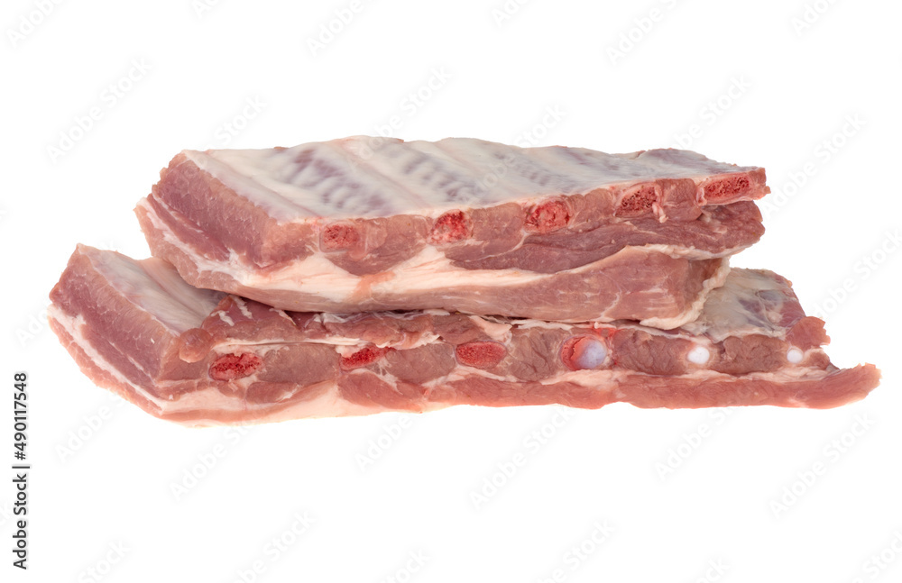 piece of pork rib isolated on white background