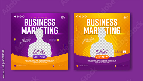 Live webinar social media banner and online business conference instagram post template design