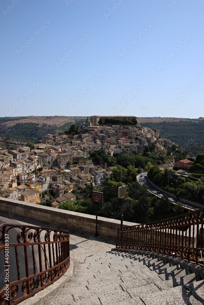 Italy, Sicily: Foreshortening of Ragusa Ibla.