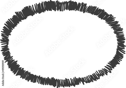 Doodle pencil round frame. Simple doodle framing sketch. Curve border.