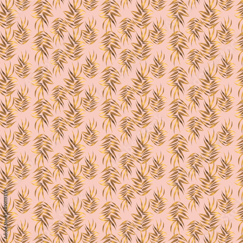 Seamless pattern with golden leaves