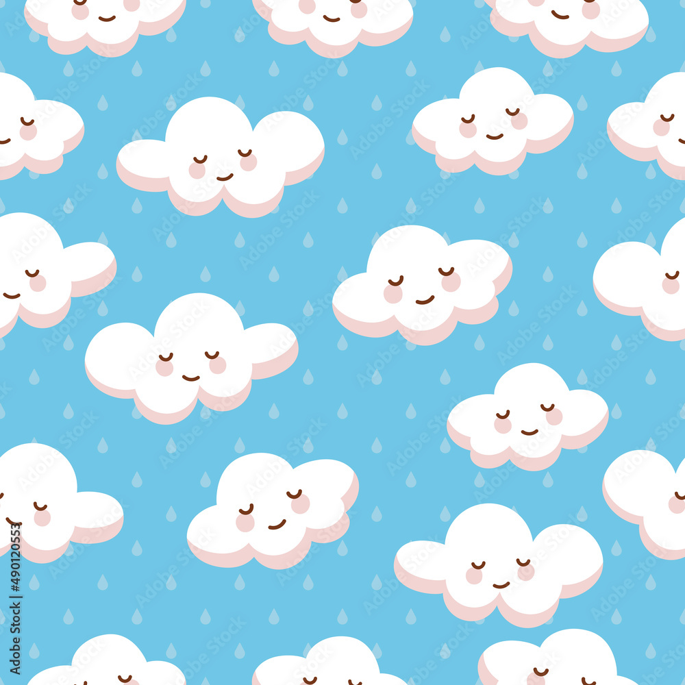 Cute Clouds Seamless Vector Pattern. Cute Clouds Seamless Vector Pattern.