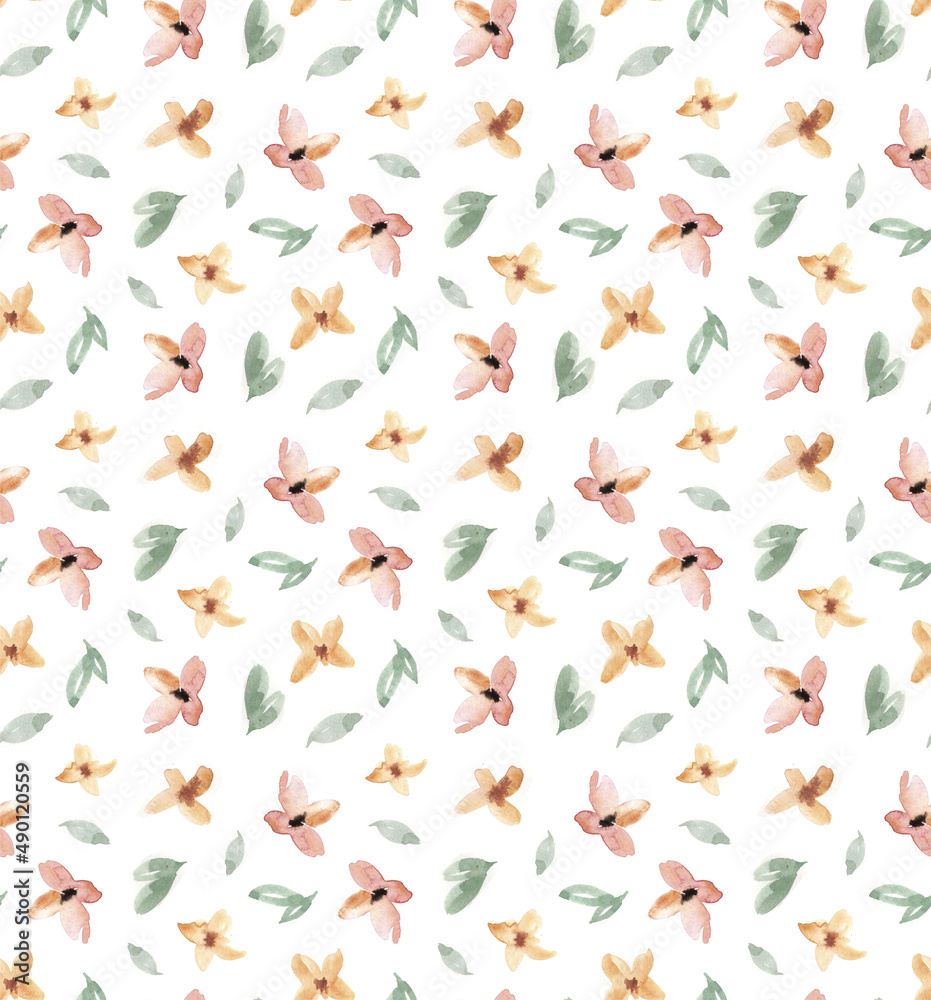 watercolor seamless pattern with yellow flowers and green leaves for textile wallpaper surface pattern watercolor seamless pattern with yellow flowers and green leaves for textile wallpaper surface pattern