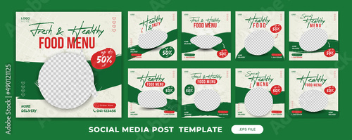 Healthy food restaurant social media posts template
