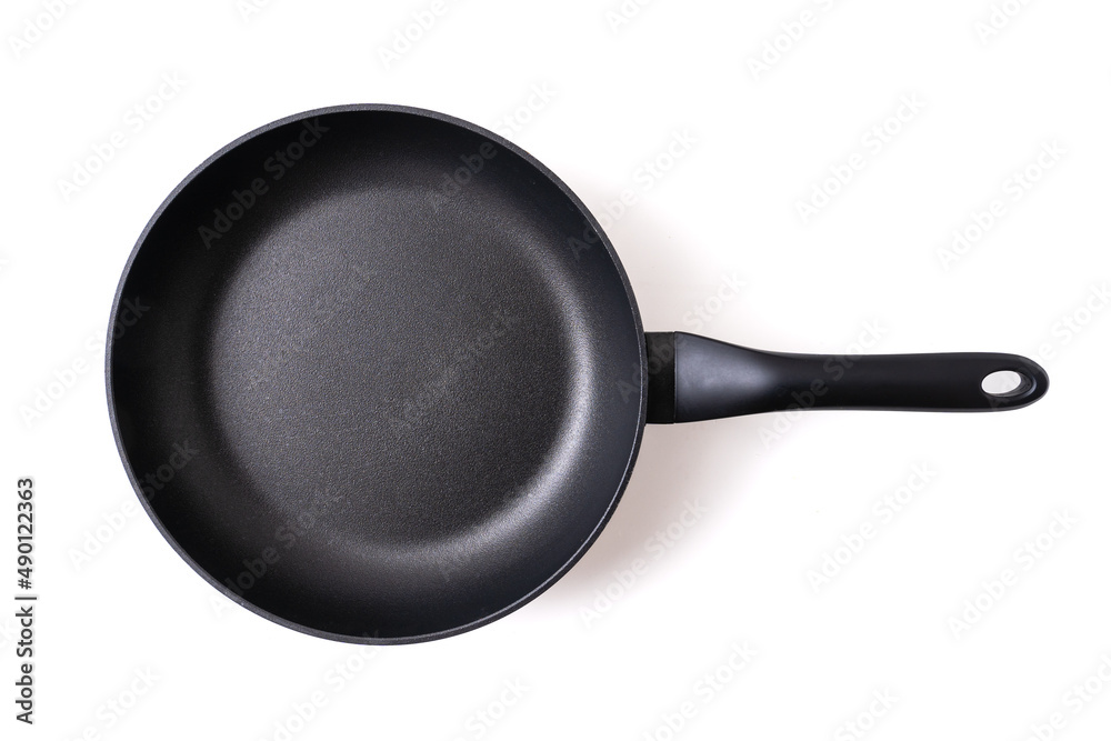 top view frying pan on white background top view frying pan on white background