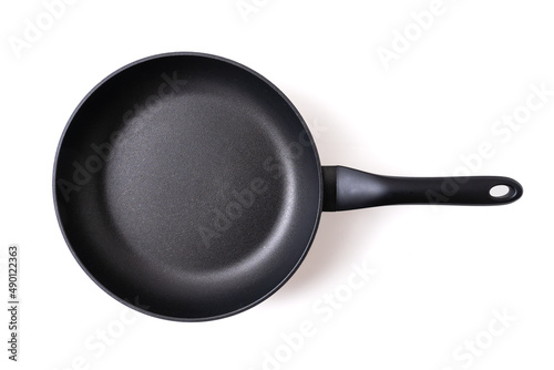 top view frying pan on white background