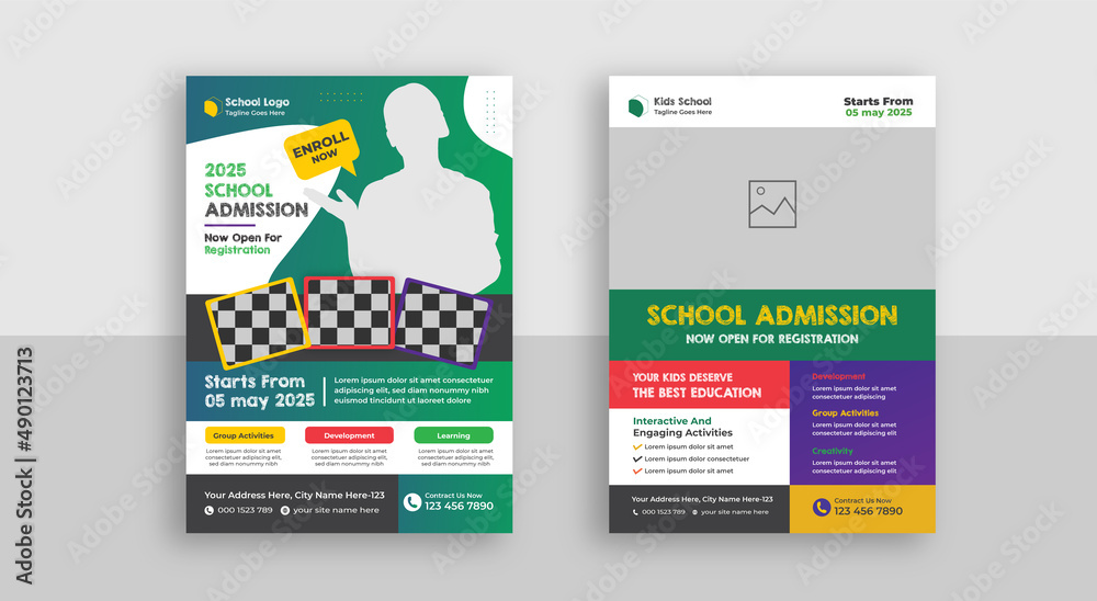 School education admission flyer poster Stock Vector | Adobe Stock