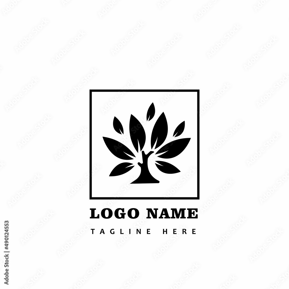 big tree and leaf logo design 