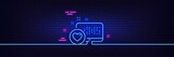 Neon light glow effect. Heart line icon. Favorite like sign. Positive feedback symbol. 3d line neon glow icon. Brick wall banner. Heart outline. Vector