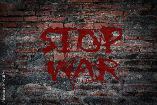 Stop war graffiti on the wall. 