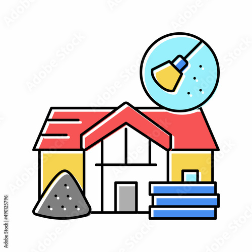 after builders cleaning color icon vector illustration