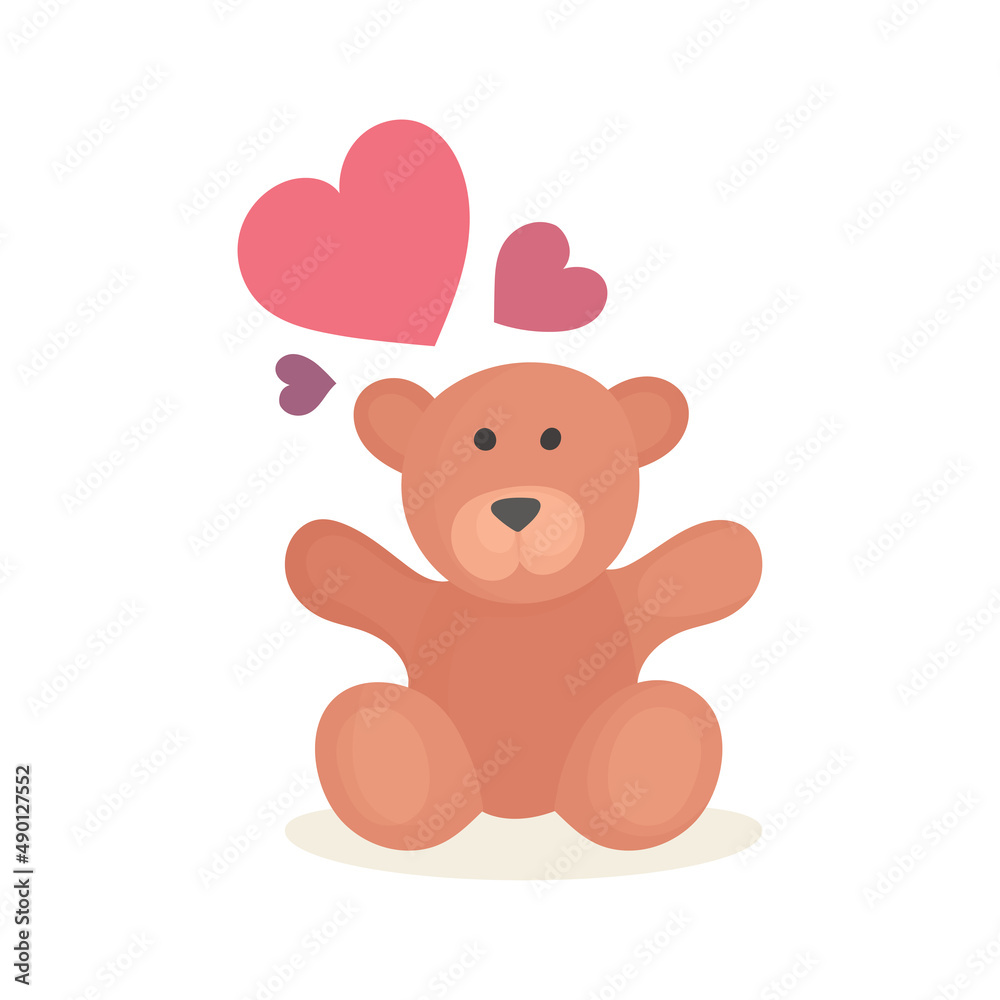 Bear in love. Cute bear and hearts. Drawing illustration in cartoon style. Part of set. Bear in love. Cute bear and hearts. Drawing illustration in cartoon style. Part of set.
