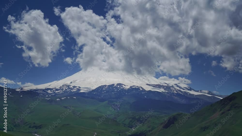 Beautiful view of Mount Elbrus and clouds, North Caucasus mountains, Russia, zoom in timelapse 4k Beautiful view of Mount Elbrus and clouds, North Caucasus mountains, Russia, zoom in timelapse 4k