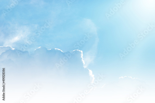 Blue sky with white cloud. The summer heaven is colorful clearing day Good weather and beautiful nature in the morning.