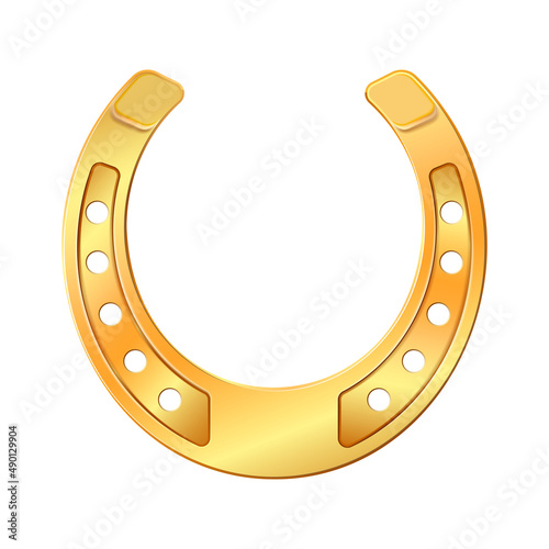 Golden horseshoe, lucky St. Patricks day symbol. Good luck sign