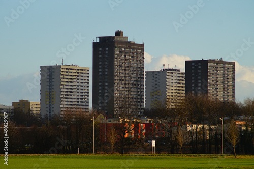 фотографія High-rise buildings of the Frankfurter Berg district in Frankfurt in winter evening light