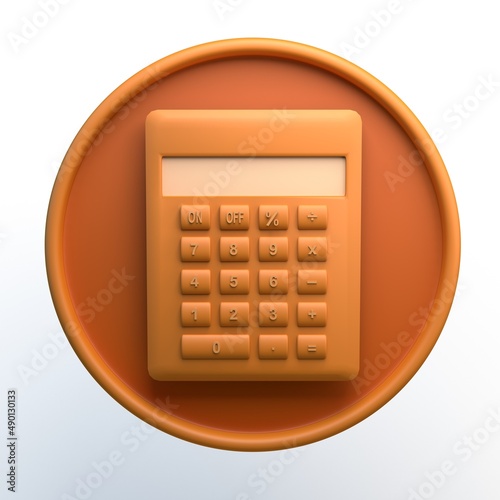 Calculator icon on isolated white background. 3D illustration.