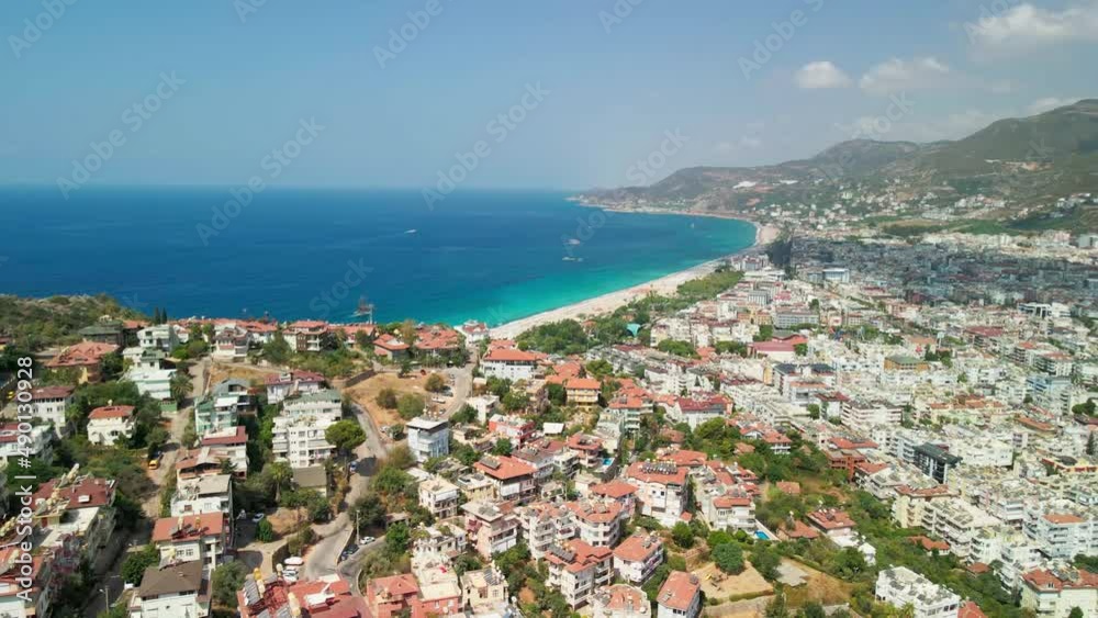 View from a drone to the seaport in Alanya. 4k View from a drone to the seaport in Alanya. 4k
