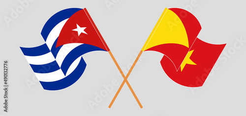 Crossed and waving flags of Cuba and Tigray