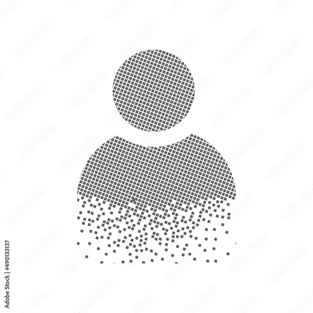 User profile icon speeding pixel dot. Profile man pixel flat-solid. Dissolved and dispersed moving dot art. Integrative and integrative pixel movement. Modern icon Speed ​​and ports.