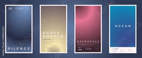 Abstract neo space vertical stories, gradient cover template design set for poster, social media post and stories banner. Science duotone foggy gradient decor post. Vector technology dark set.
 photo