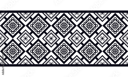 Black and white ethnic seamless pattern. Traditional design for background, wallpaper, paper, packaging, fabric, clothing, gift wrapping,carpet, tile,decoration, vector illustration,embroidery style.